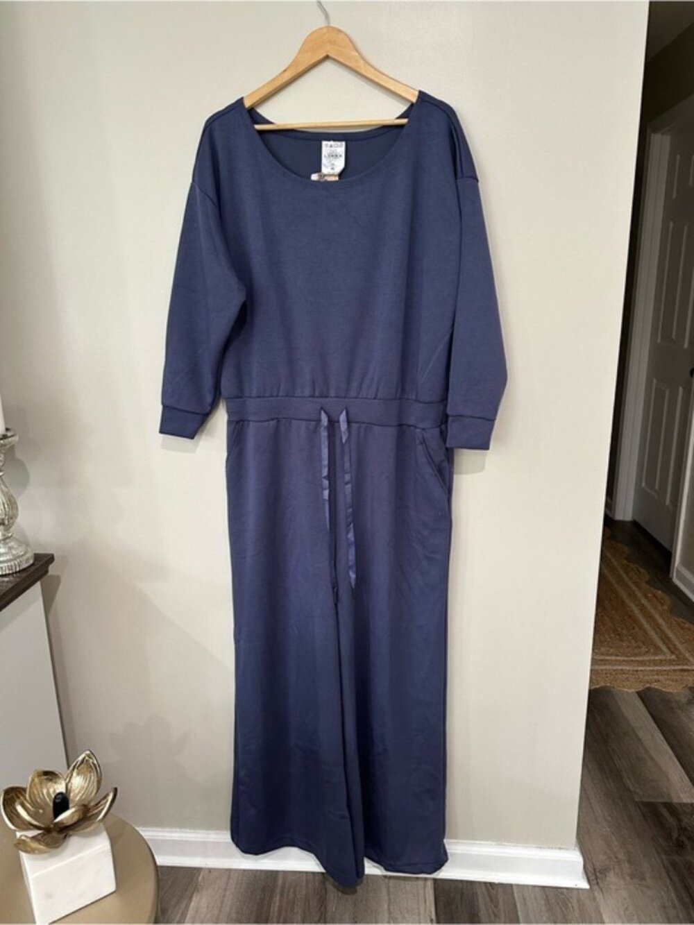 Serra Blue Casual Romper Jumpsuit XL 16-18 Wide Leg Drawstring NWT - Picture 2 of 11